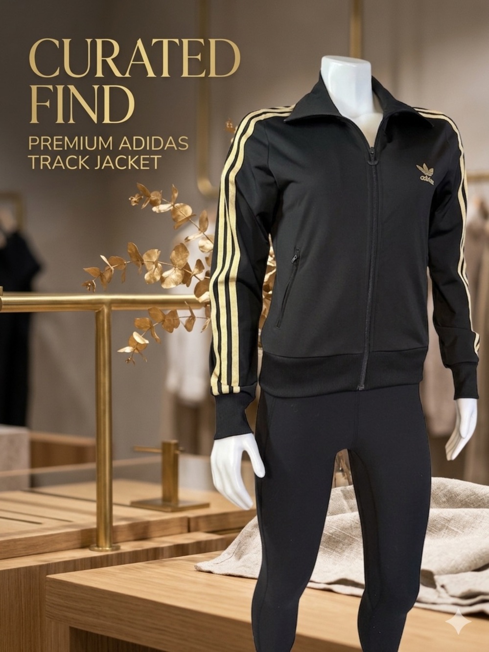 Adidas Originals Firebird Track Jacket - Black & Gold Size M
